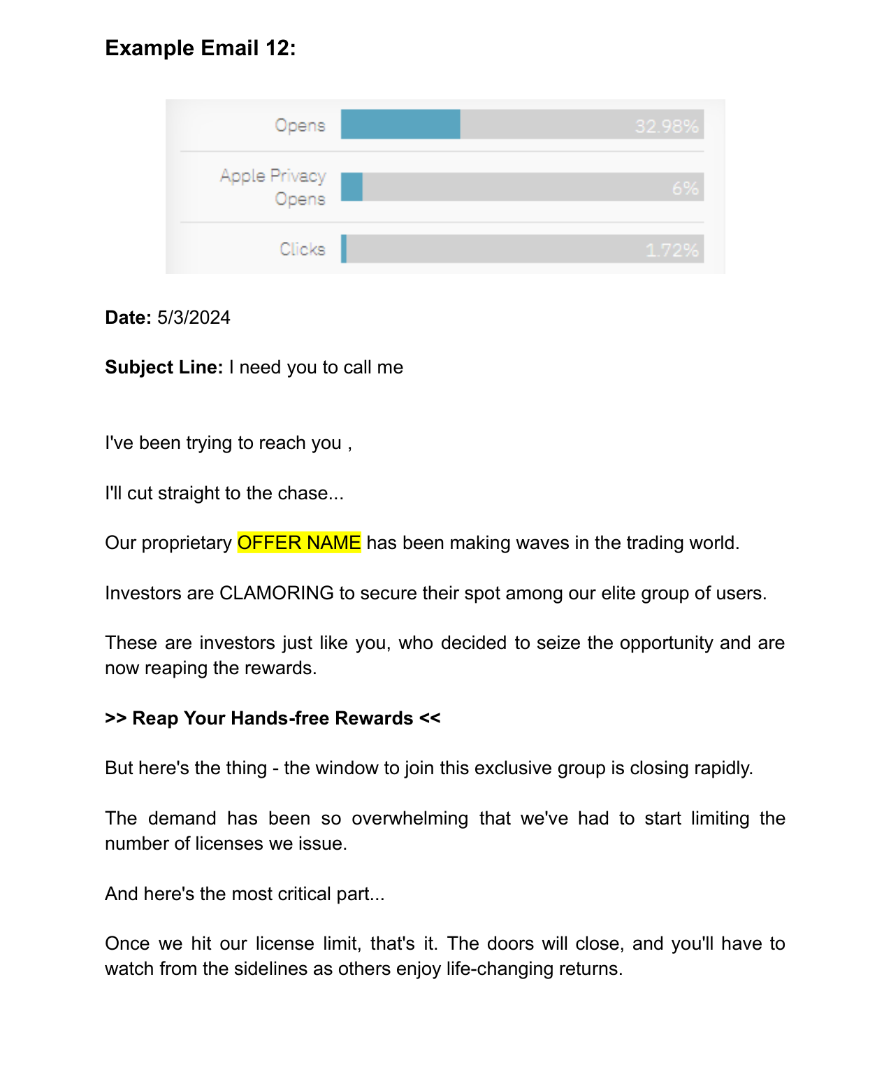 Email Swipe 12: Cohort Urgency