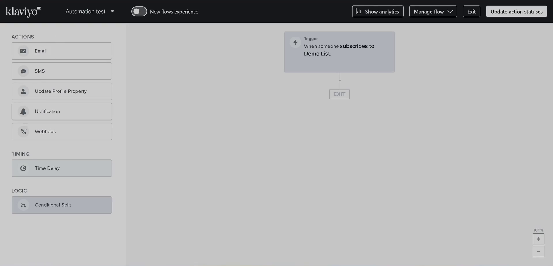 Klaviyo Conditional Split Configuration