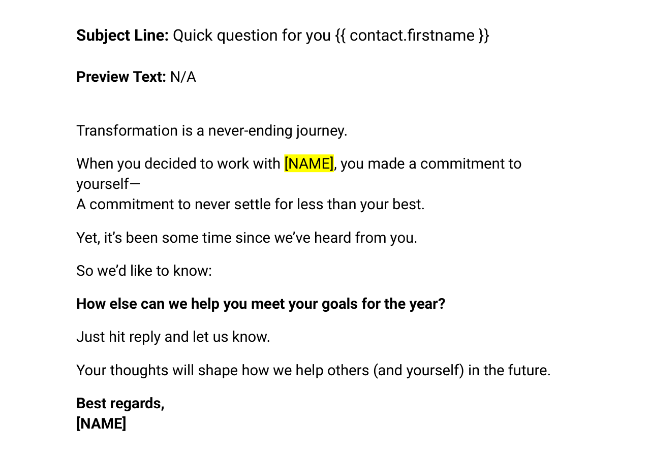Past Buyer Re-Engagement Swipe